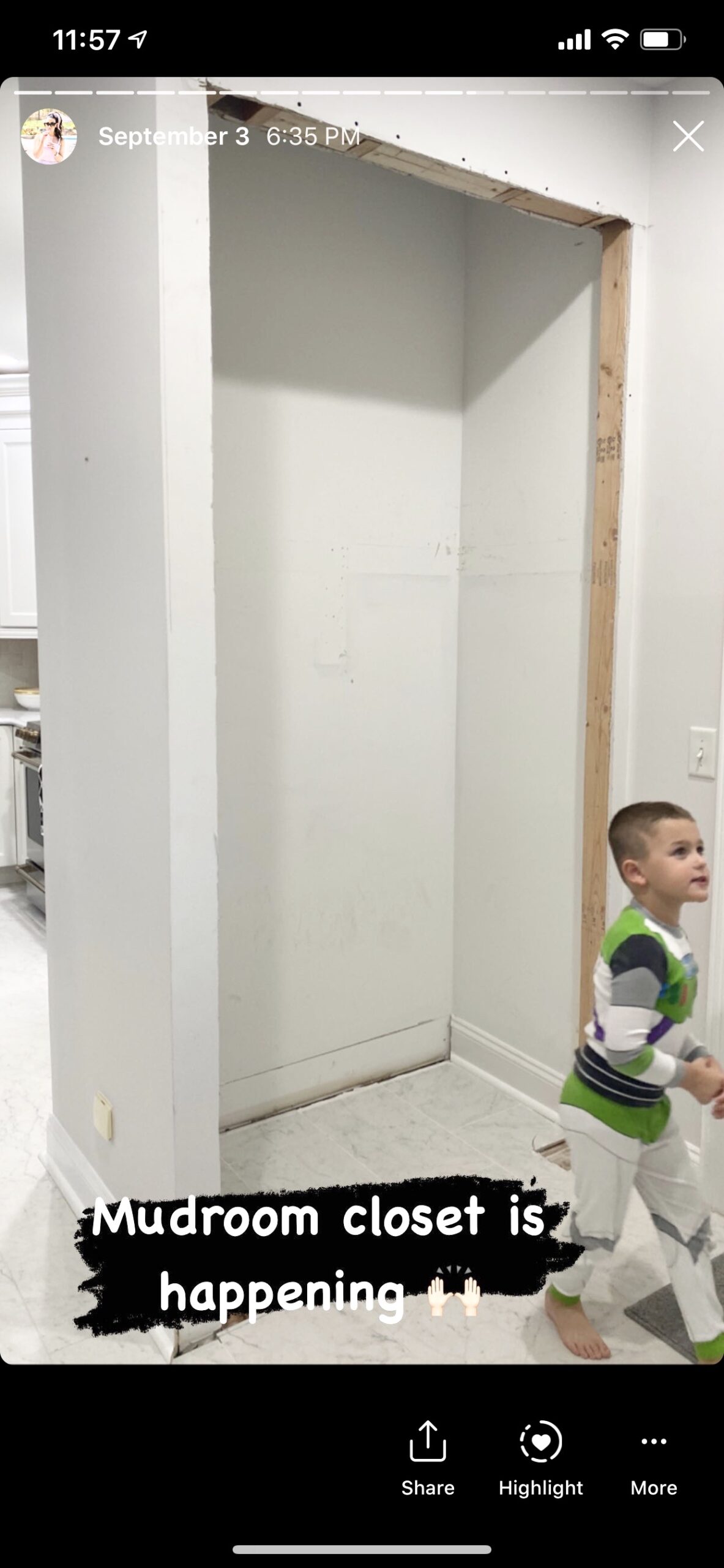 ongoing renovation of Closet Turned Mudroom