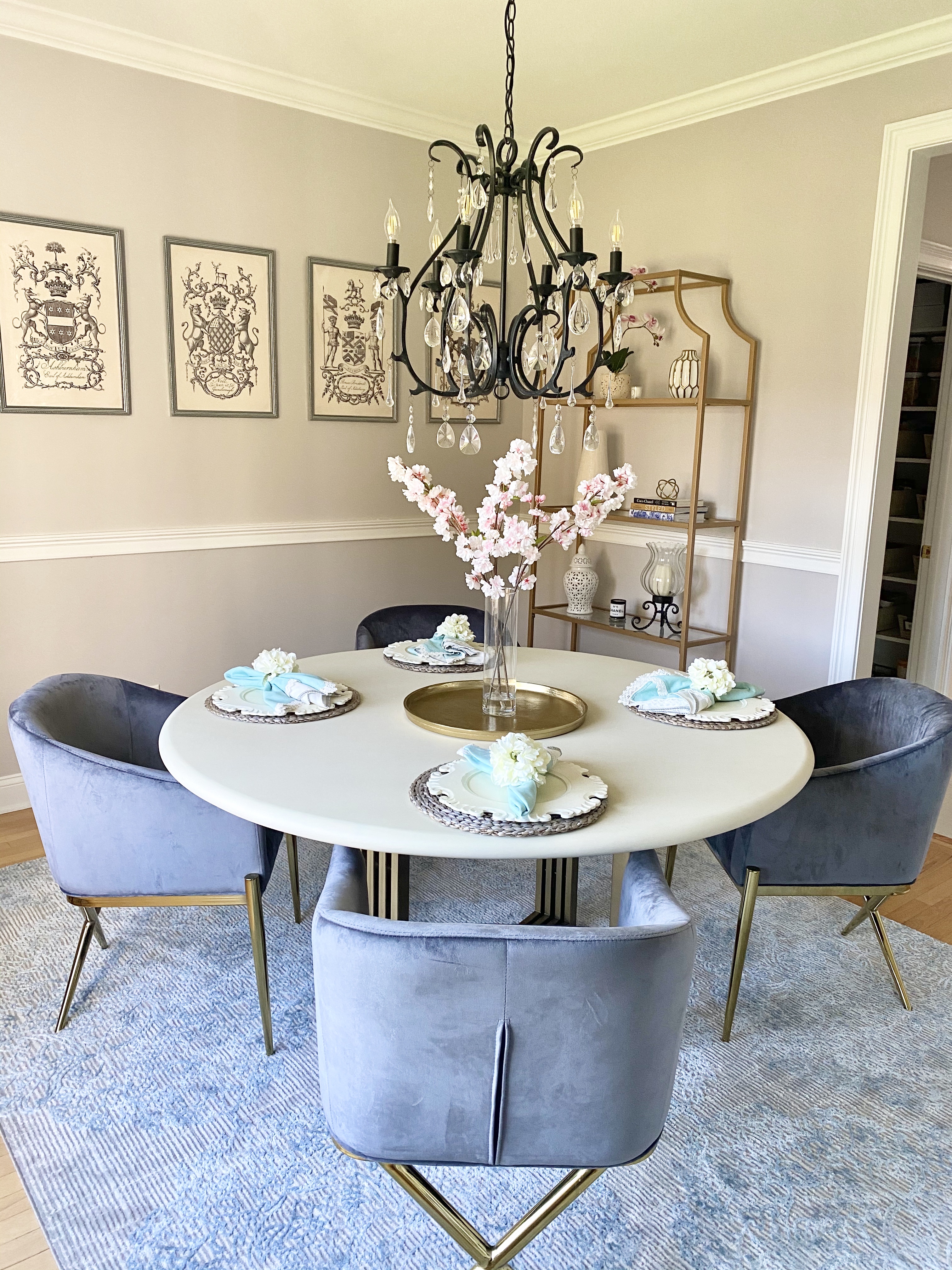 Dining Room Reveal with round table and four chairs