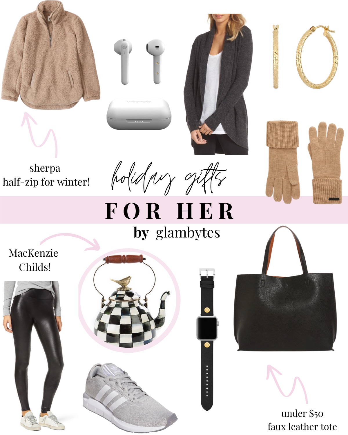 a collage of clothes and accessories for Gift Guide For Her