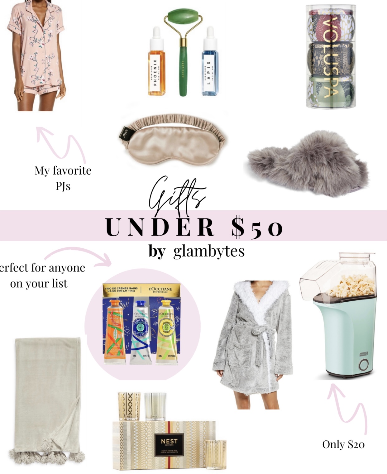 collage of items for Gifts Under $50