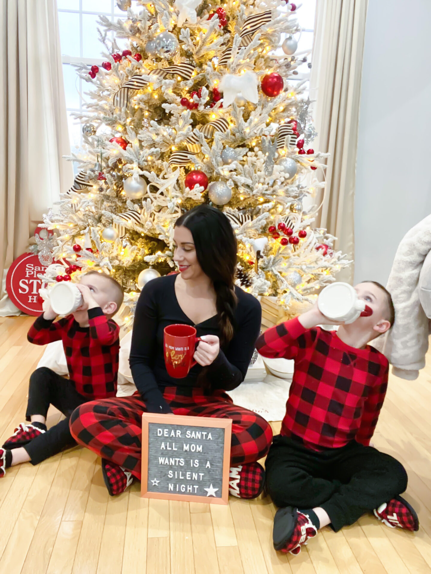 Family pajamas and Christmas mugs.