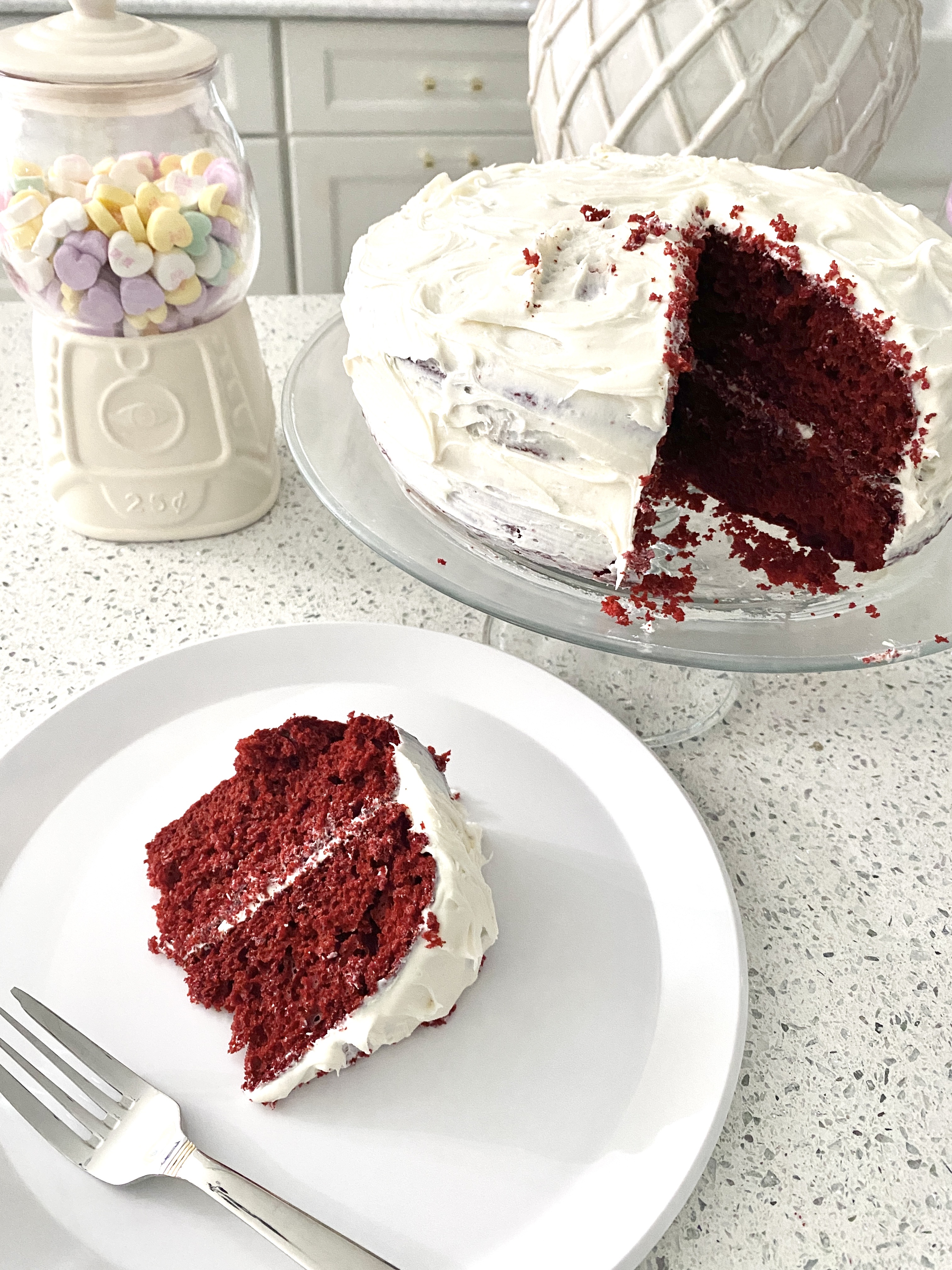 slice of red velvet cake