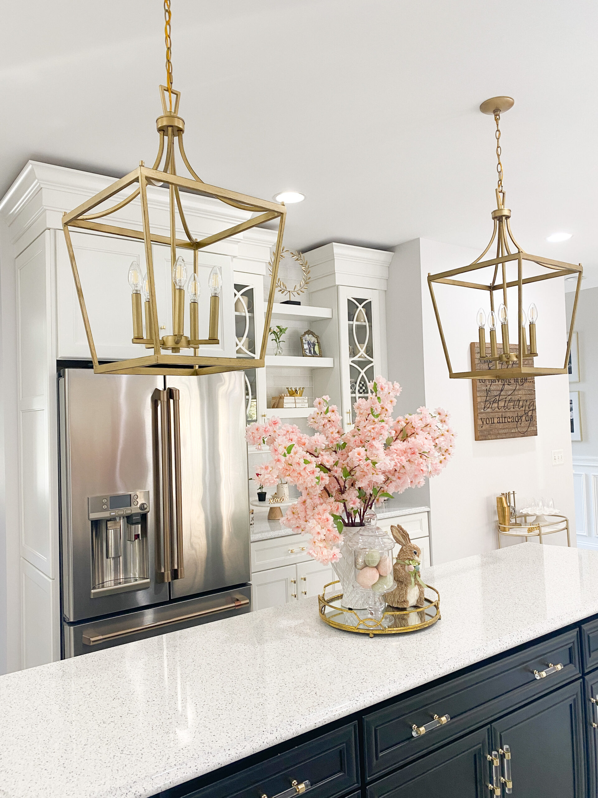 Spring Kitchen Update with Safavieh | gold light fixtures