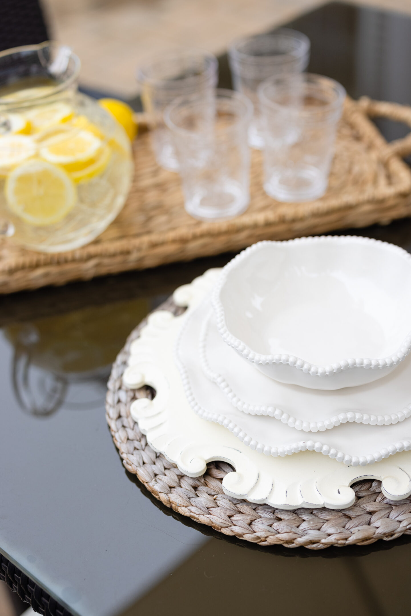 glassware on the table for Outdoor Entertaining