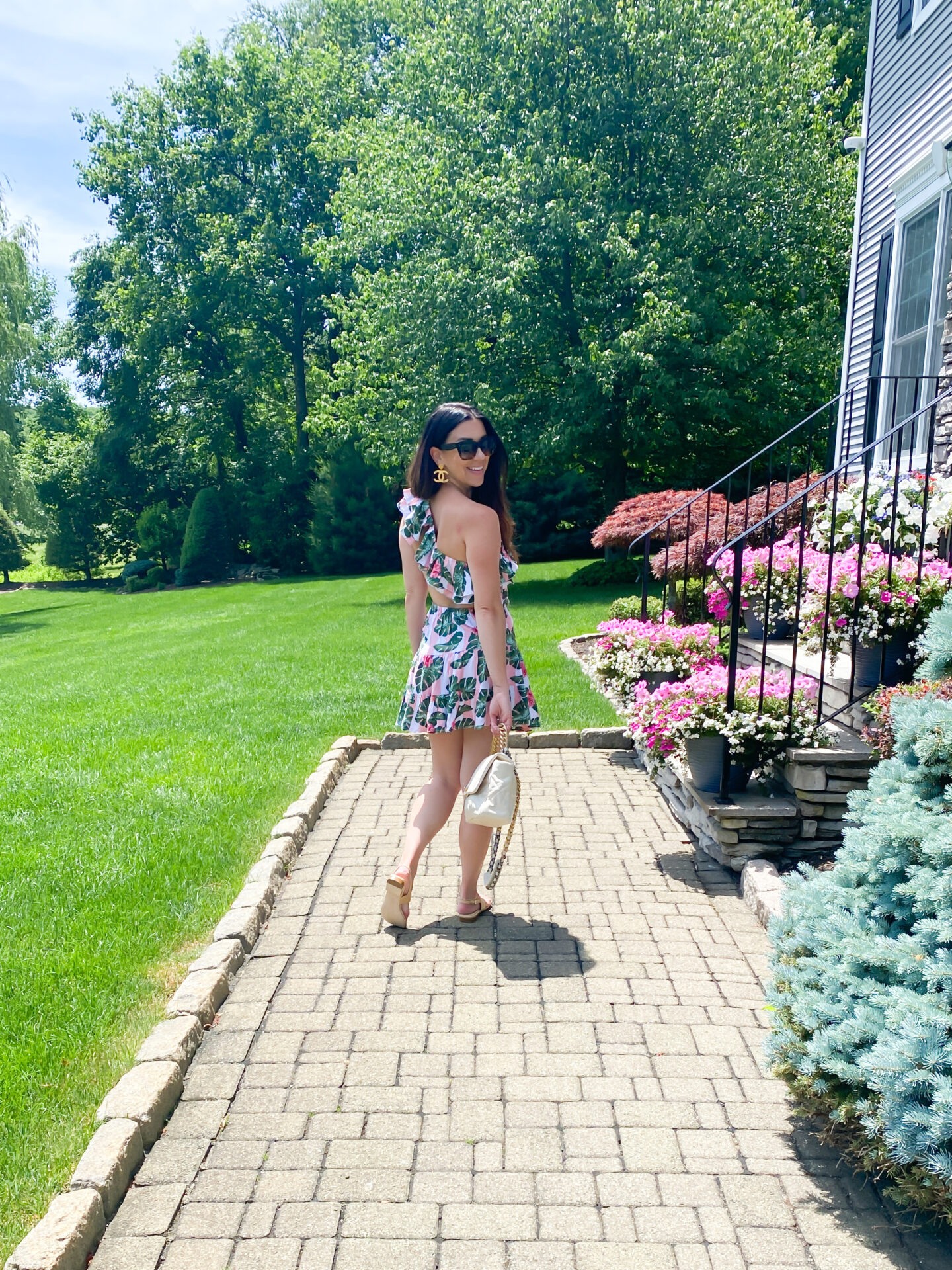 woman wearing leaves printed dress for Favorite Outfits For Summer