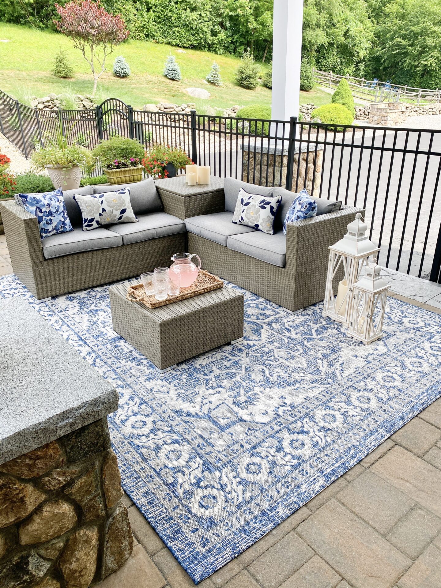 Covered patio reveal with outdoor furniture