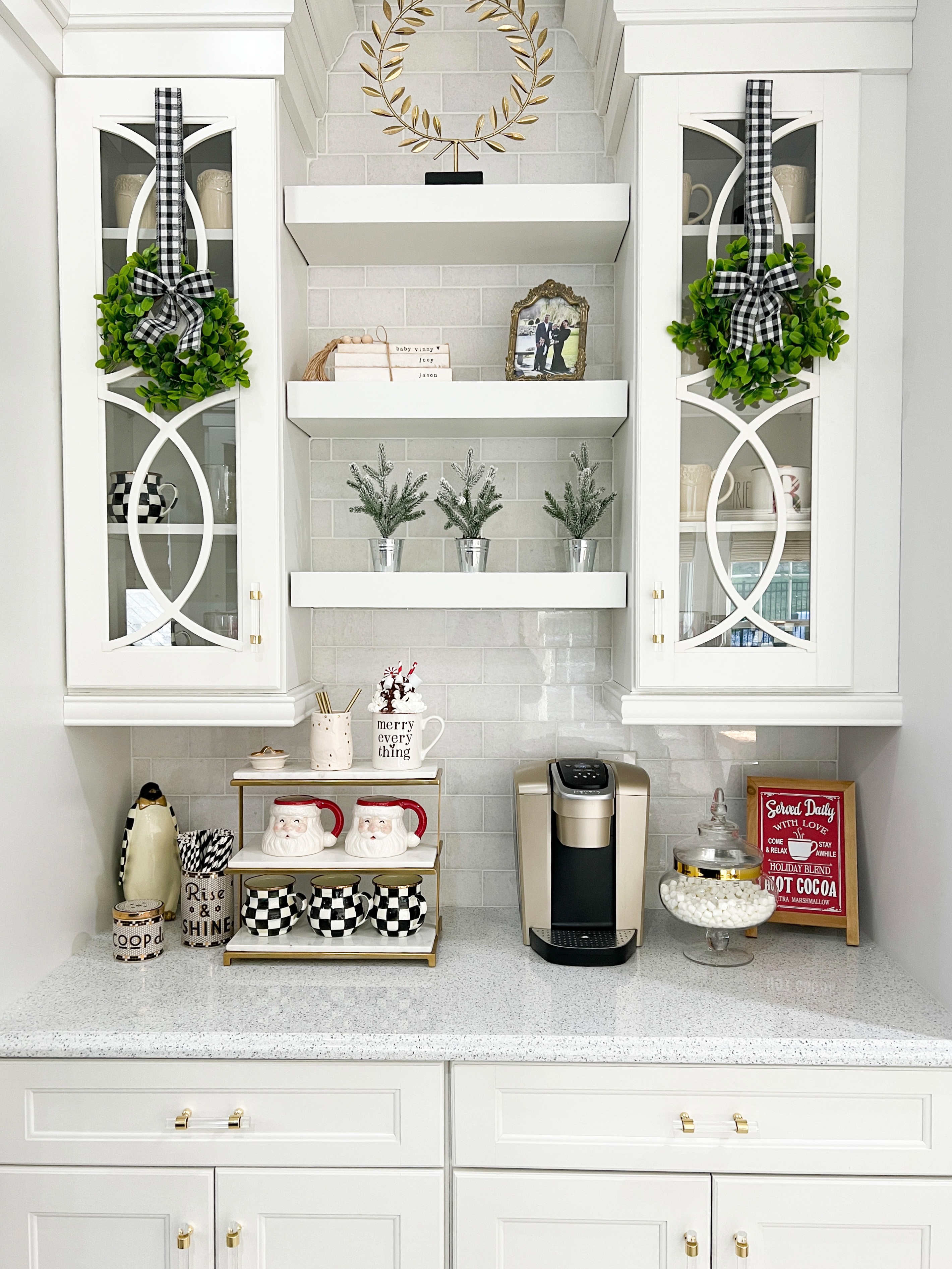 kitchen decor with coffee maker and mugs